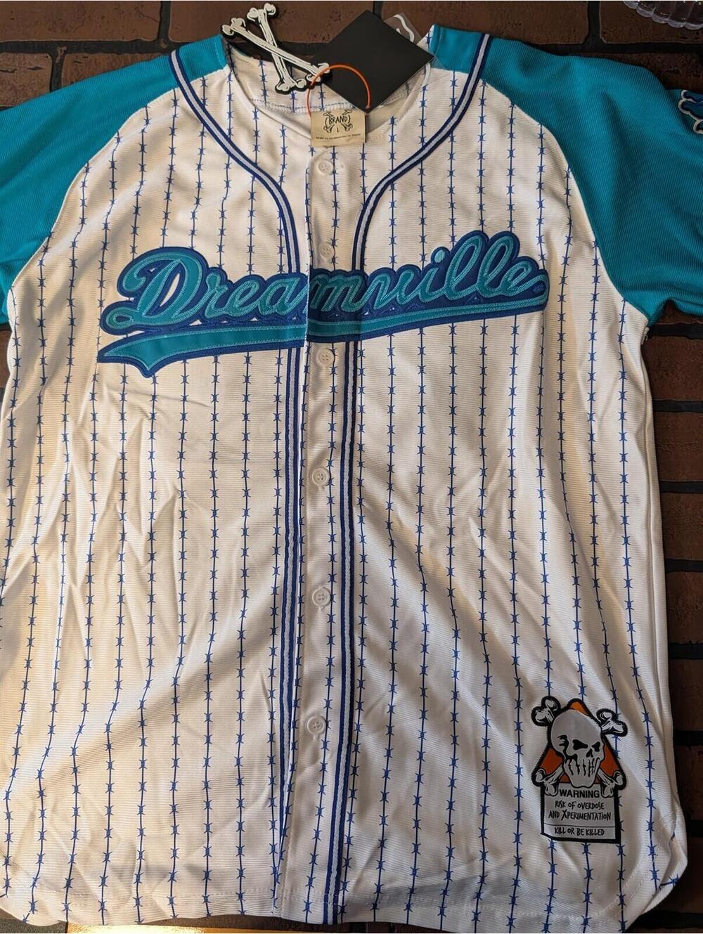 DREAMVILLE Barbed Wire Turq Brand X Baseball Jersey~New~ XL